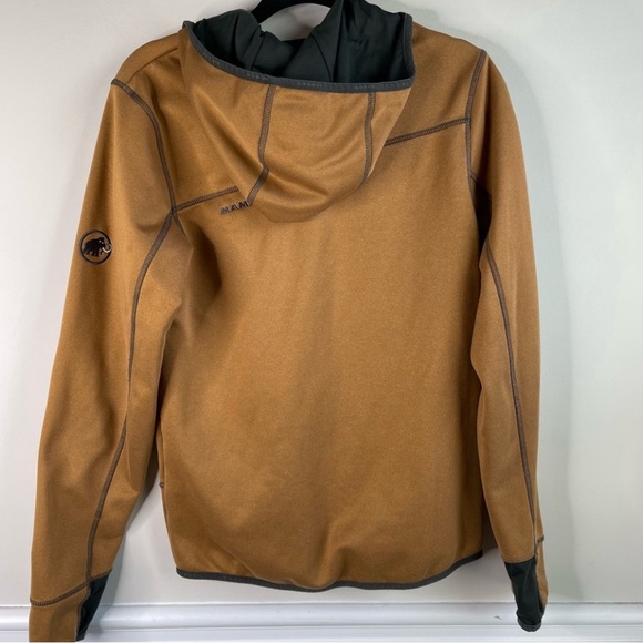 Mammut tan mustard borah zip up fleece hoodie hooded jacket size small - Picture 2 of 8